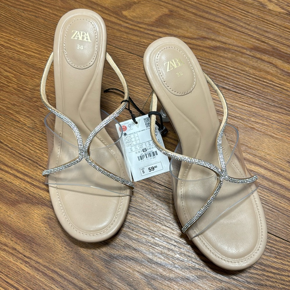 Zara Crystal Heel Sandal (NWT)